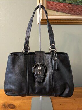 Coach Soho East West Black Leather Shoulder Bag